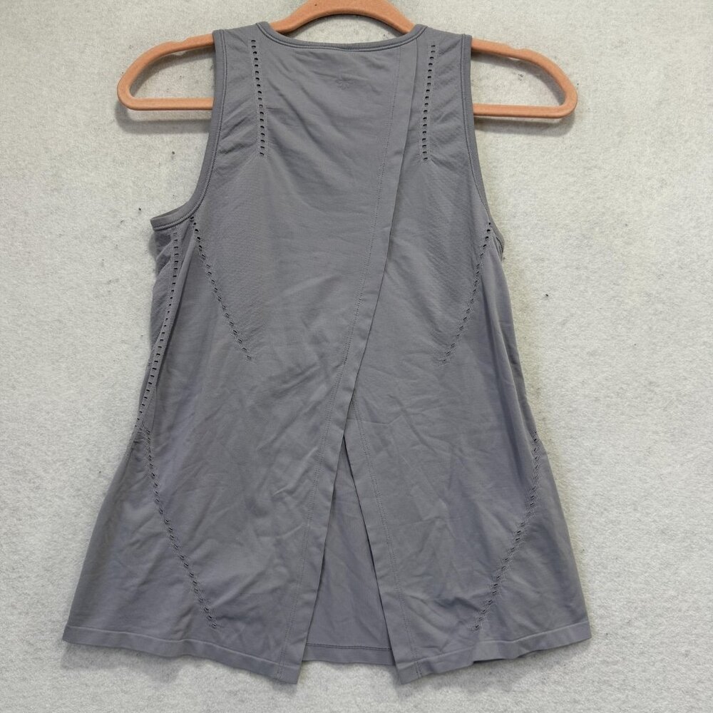 Athleta Tank Top Womens XS Gray Perforated Split Back Lightweight Athletic Gym - Picture 6 of 7